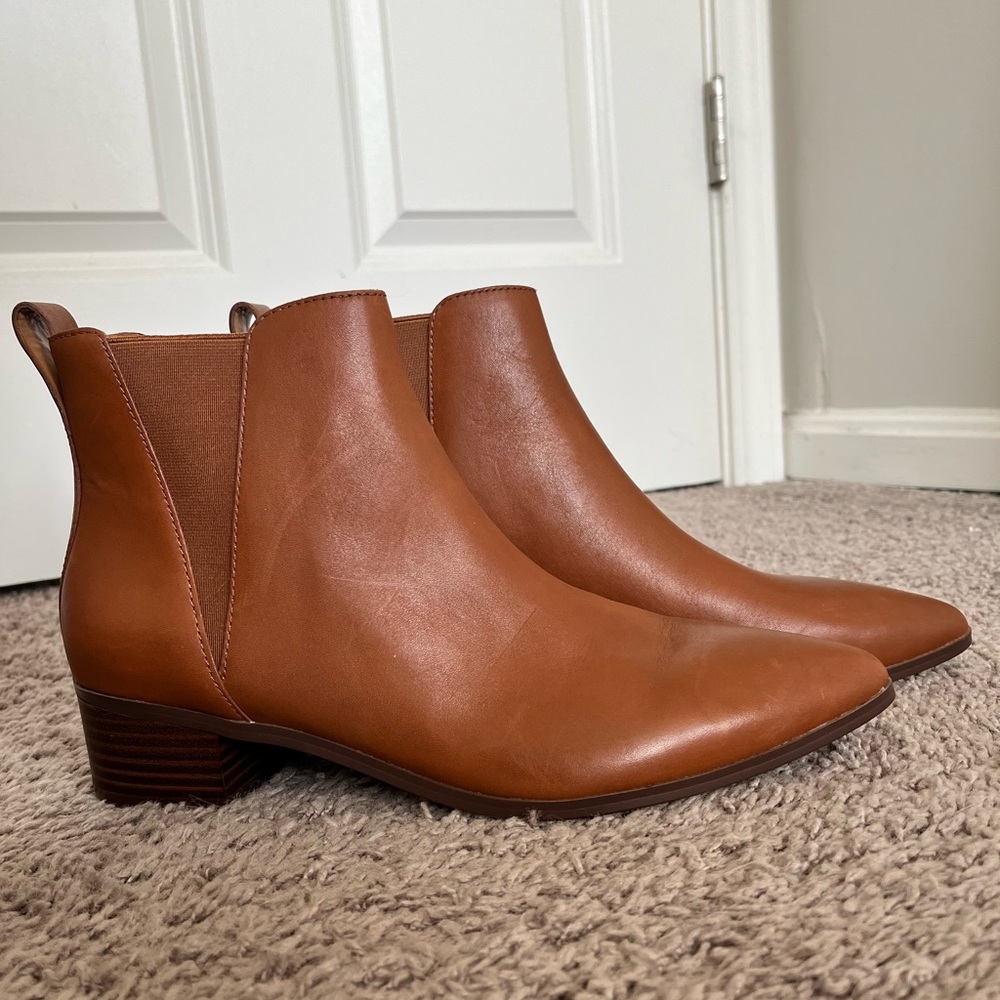 JCrew taupe leather booties